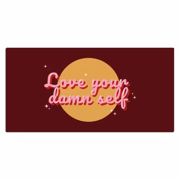 love your damn self - Cirkel - Glitter - Rood Muismat XXL klein -3d_leeg