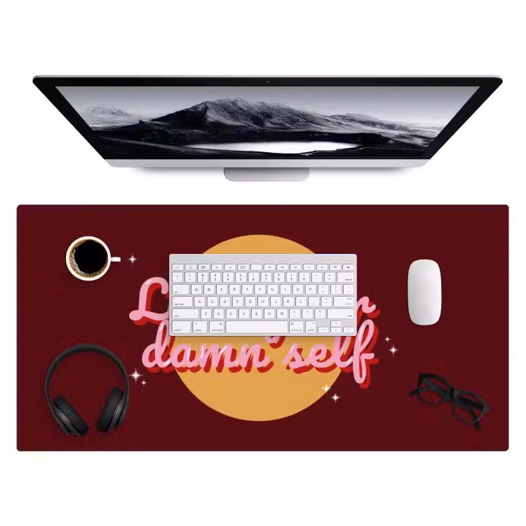 love your damn self - Cirkel - Glitter - Rood Muismat XXL klein -3d