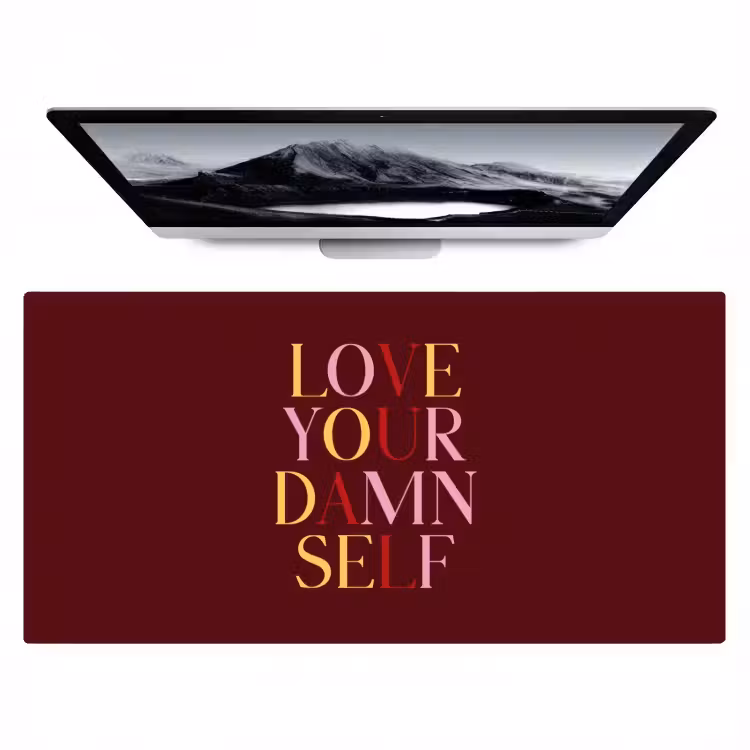 Love your damn self - Kleurrijk - Bordeaux Muismat XXL klein -zzz3d