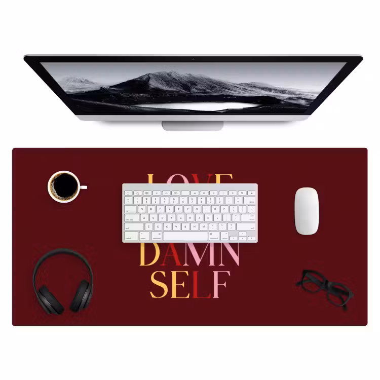 Love your damn self - Kleurrijk - Bordeaux Muismat XXL klein -3d