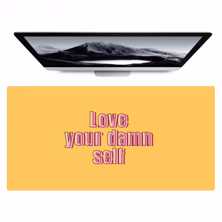Love yourself - Roze - Geel Muismat XXL klein -zzz3d