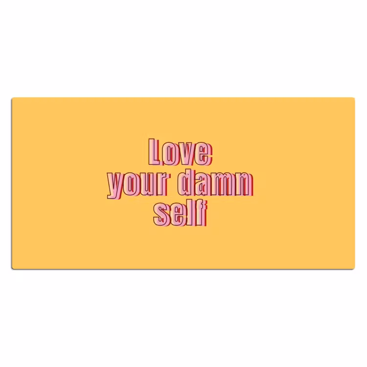 Love yourself - Roze - Geel Muismat XXL klein -3d_leeg