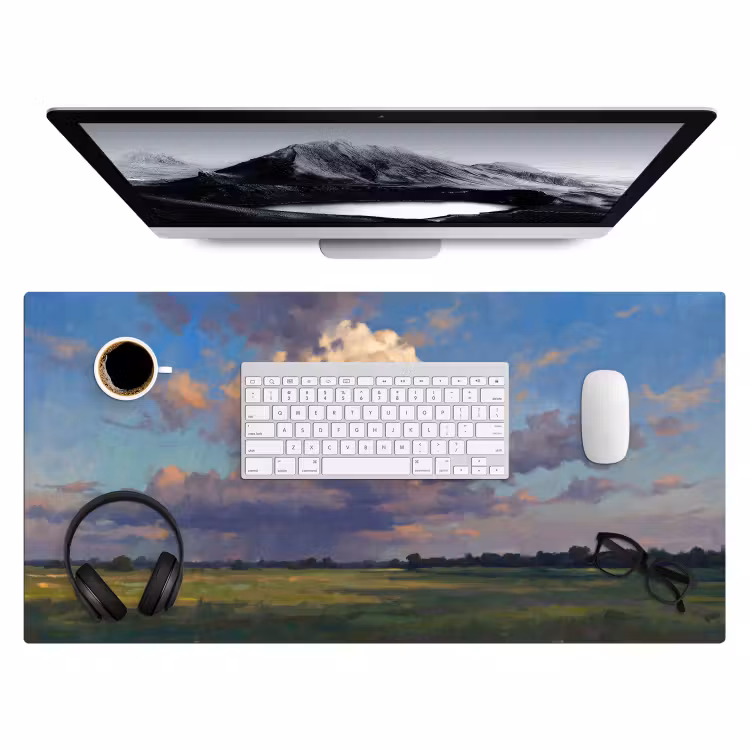 Lucht - Wolken - Landschap - Modern - Oranje Muismat XXL klein -3d