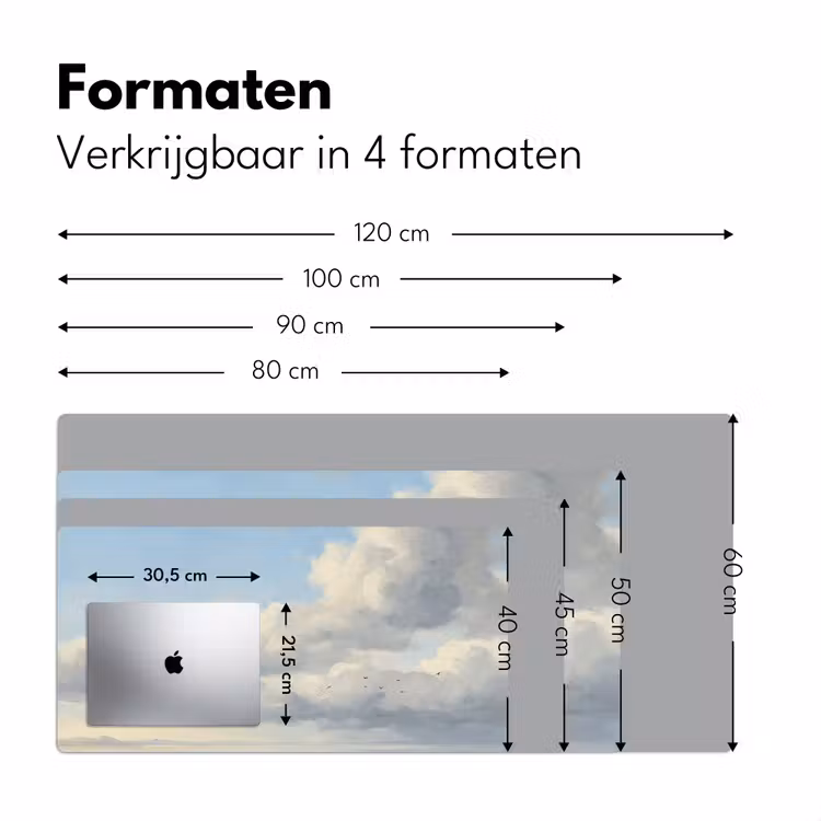 Lucht - Wolken - Natuur - Klassiek - Blauw Muismat XXL klein -sfeer5