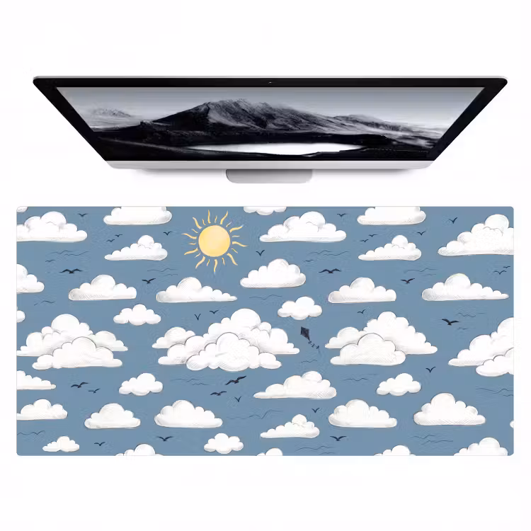 Lucht - Zon - Wolken - Natuur - Blauw Muismat XXL klein -zzz3d