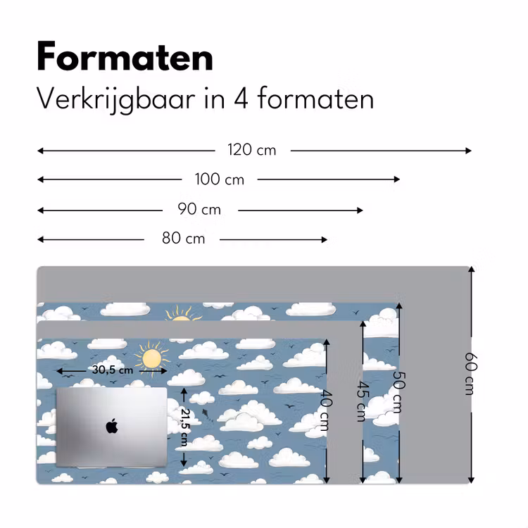 Lucht - Zon - Wolken - Natuur - Blauw Muismat XXL klein -sfeer5