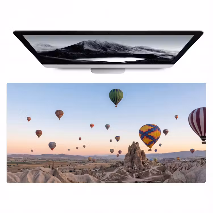 Luchtballonnen - Rotsen - Zonsopgang Muismat XXL klein -zzz3d