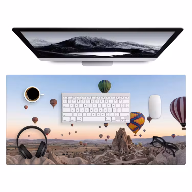 Luchtballonnen - Rotsen - Zonsopgang Muismat XXL klein -3d