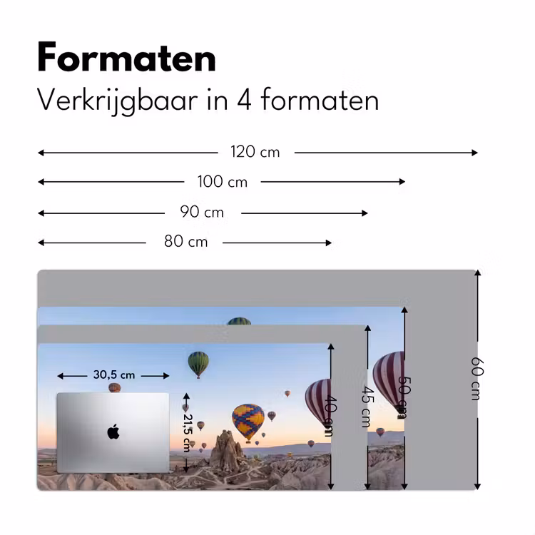 Luchtballonnen - Rotsen - Zonsopgang Muismat XXL klein -sfeer5