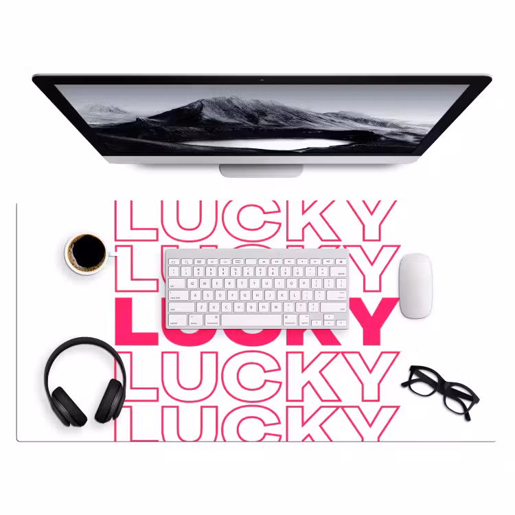 Lucky - Roze - Patroon Muismat XXL klein -3d