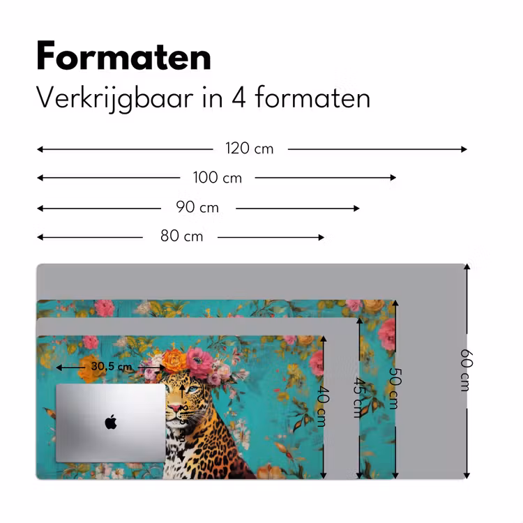 Luipaard - Bloemen - Kroon Muismat XXL klein -sfeer5