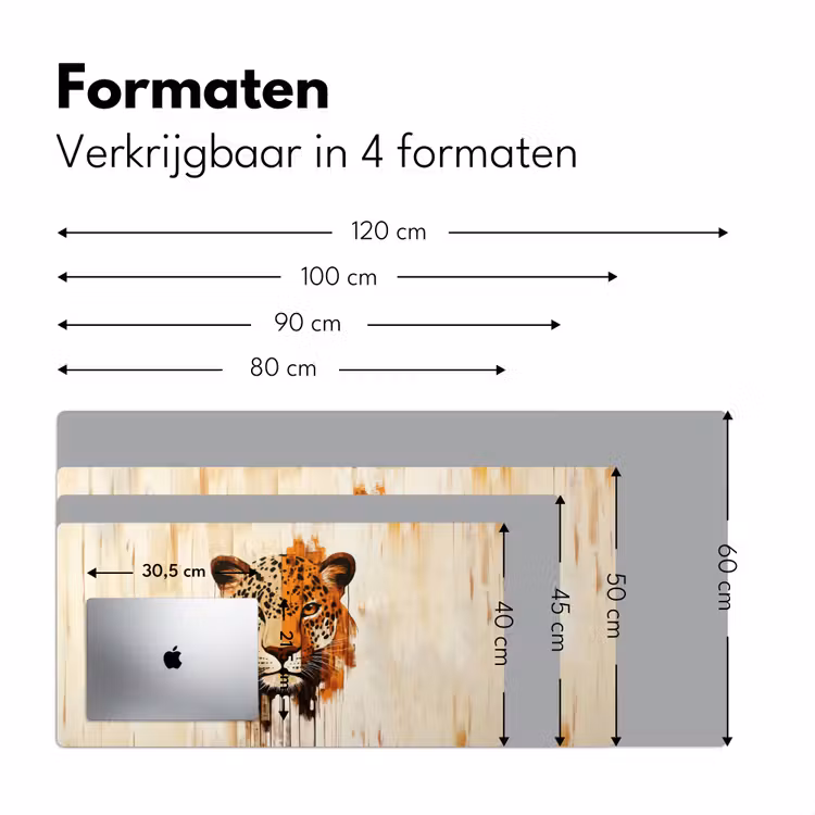 Luipaard - Symmetrisch - Strepen Muismat XXL klein -sfeer5