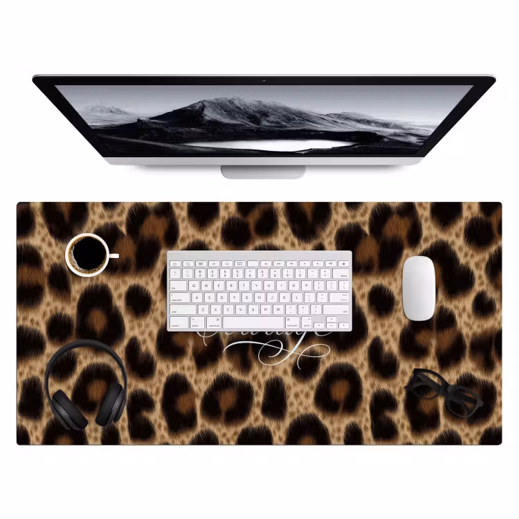 Luipaardprint - Bruin - Courage - Sierlijk Muismat XXL klein -3d