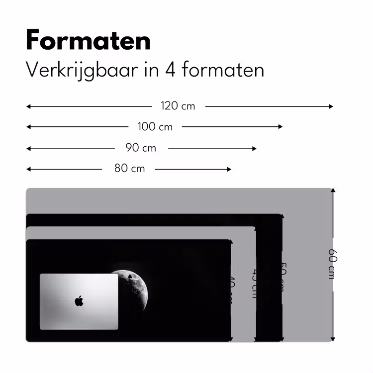 Maan - Hemel - Zwart - Schaduw Muismat XXL klein -sfeer5