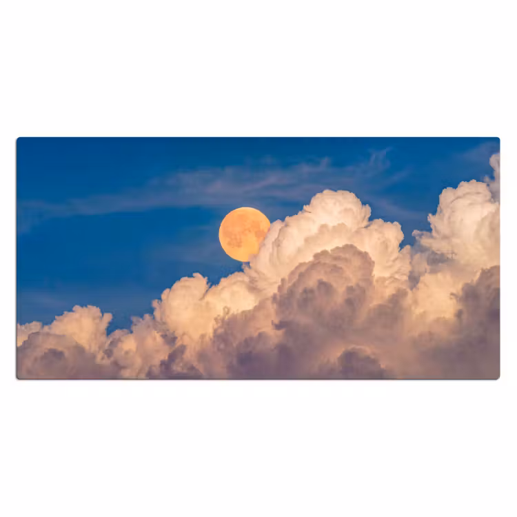 Maan - Wolken - Natuur - Oranje Muismat XXL klein -3d_leeg