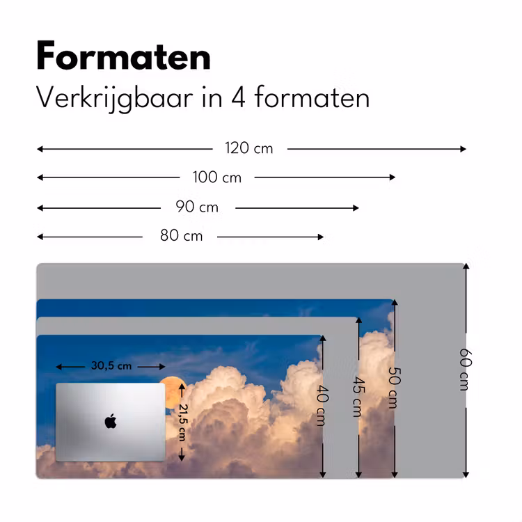 Maan - Wolken - Natuur - Oranje Muismat XXL klein -sfeer5