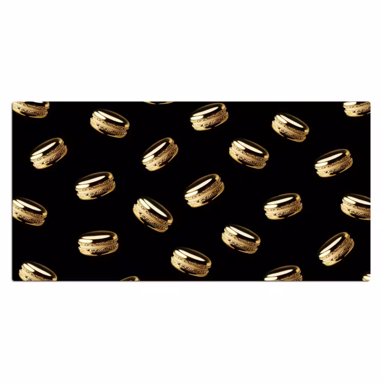 Macarons - Patroon - Goud - Zwart Muismat XXL klein -3d_leeg