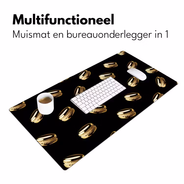 Macarons - Patroon - Goud - Zwart Muismat XXL klein -sfeer4