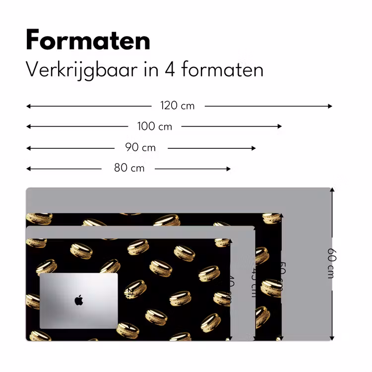 Macarons - Patroon - Goud - Zwart Muismat XXL klein -sfeer5