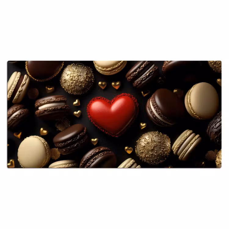 Macarons - Rood - Hart Muismat XXL klein -3d_leeg
