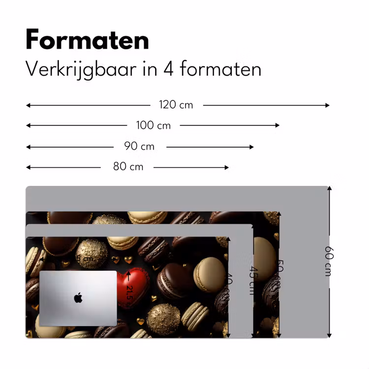 Macarons - Rood - Hart Muismat XXL klein -sfeer5
