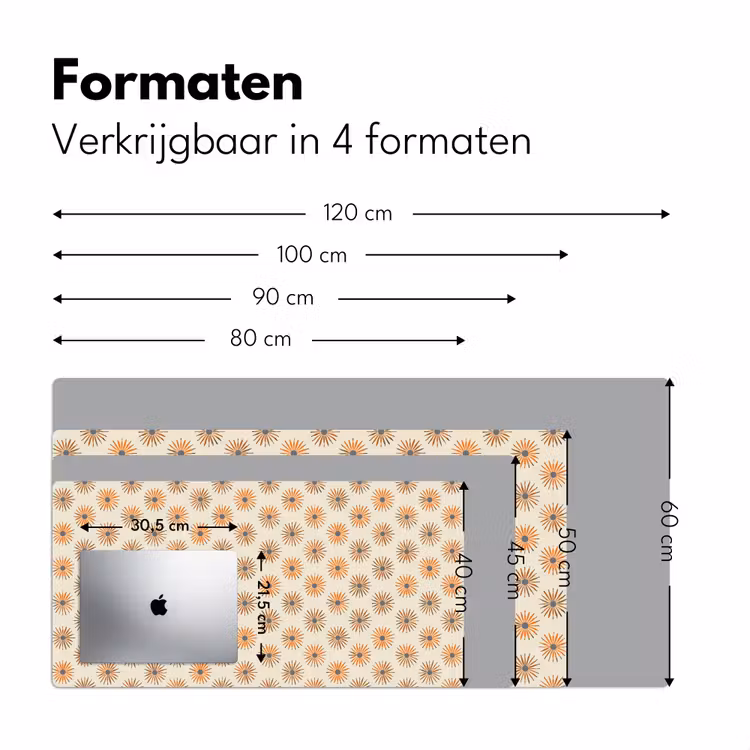 Madelief - Patroon - Oranje Muismat XXL klein 681 -sfeer5