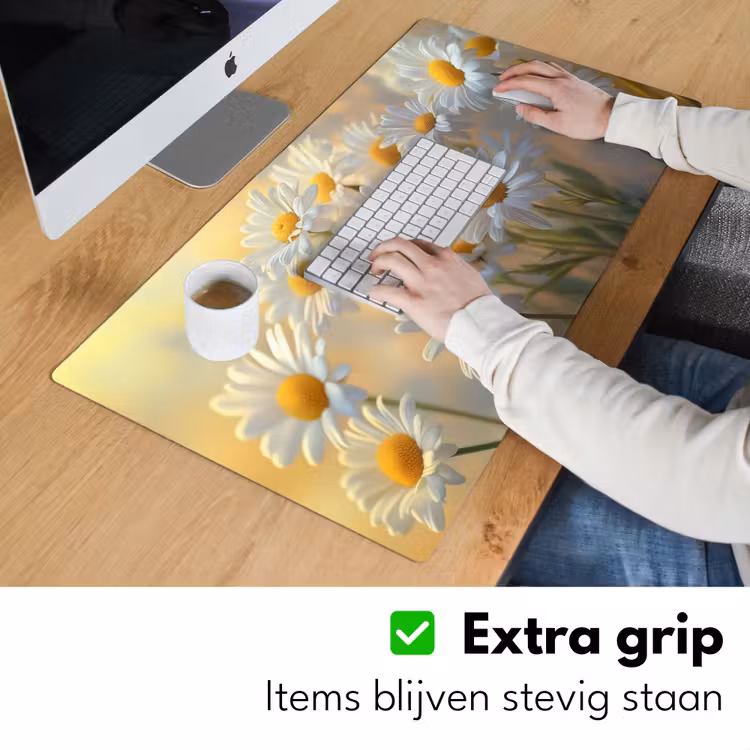 Madeliefjes - Wit - Zonlicht Muismat XXL klein -sfeer3