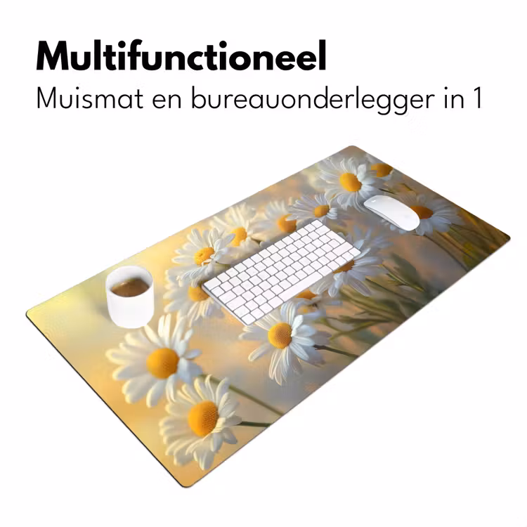 Madeliefjes - Wit - Zonlicht Muismat XXL klein -sfeer4