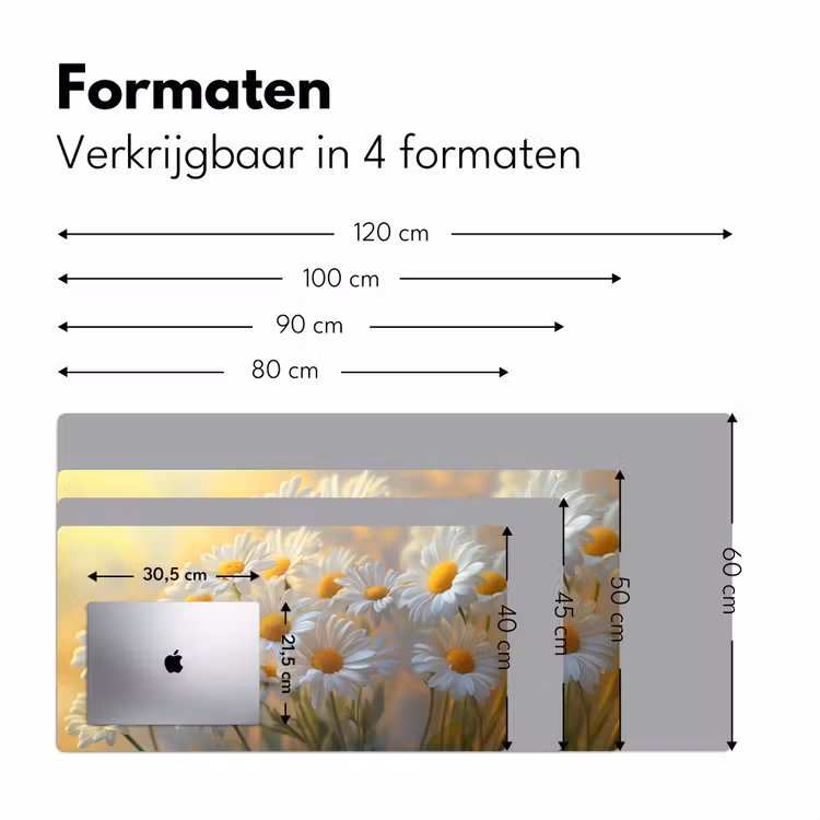 Madeliefjes - Wit - Zonlicht Muismat XXL klein -sfeer5