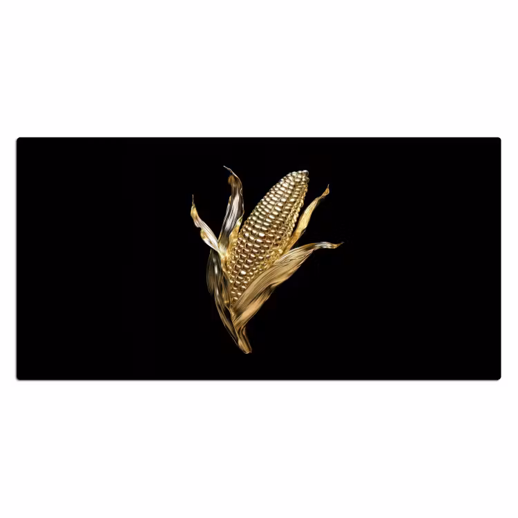 Mais - Eten - Goud - Zwart Muismat XXL klein -3d_leeg
