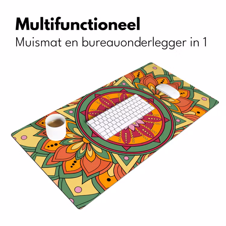Mandala - Bloemen - Abstract - Kleurrijk Muismat XXL klein -sfeer4