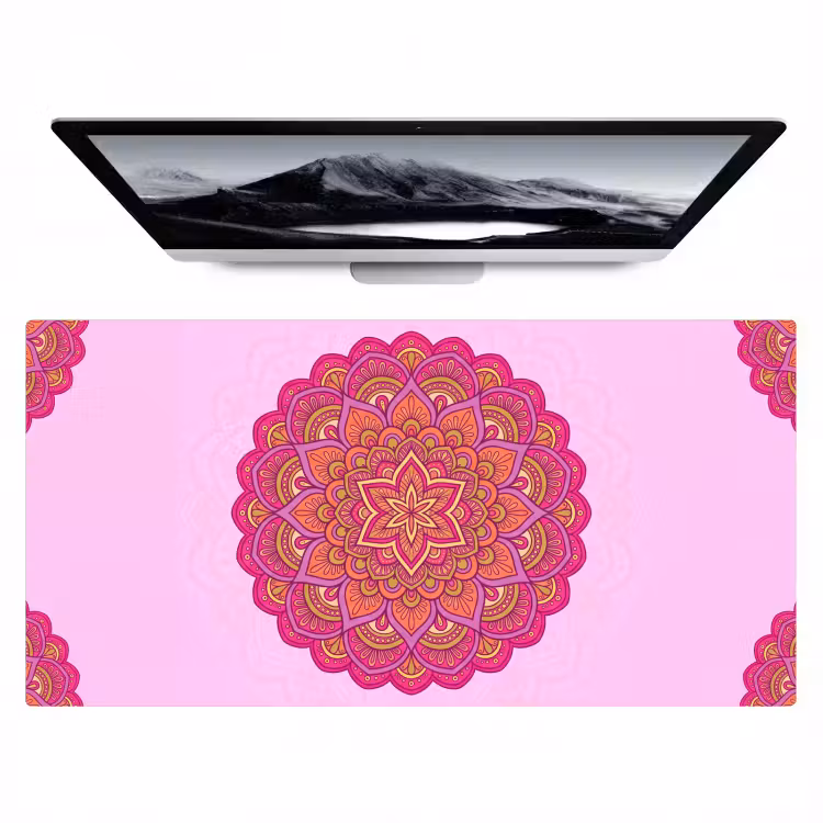 Mandala - Cirkel - Spiritueel - Oosters - Roze Muismat XXL klein -zzz3d
