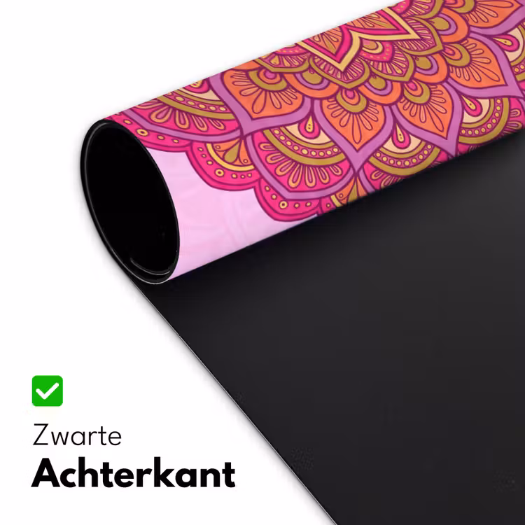 Mandala - Cirkel - Spiritueel - Oosters - Roze Muismat XXL klein -sfeer2