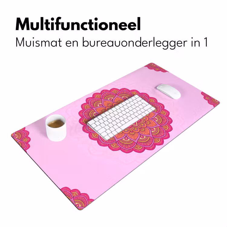 Mandala - Cirkel - Spiritueel - Oosters - Roze Muismat XXL klein -sfeer4