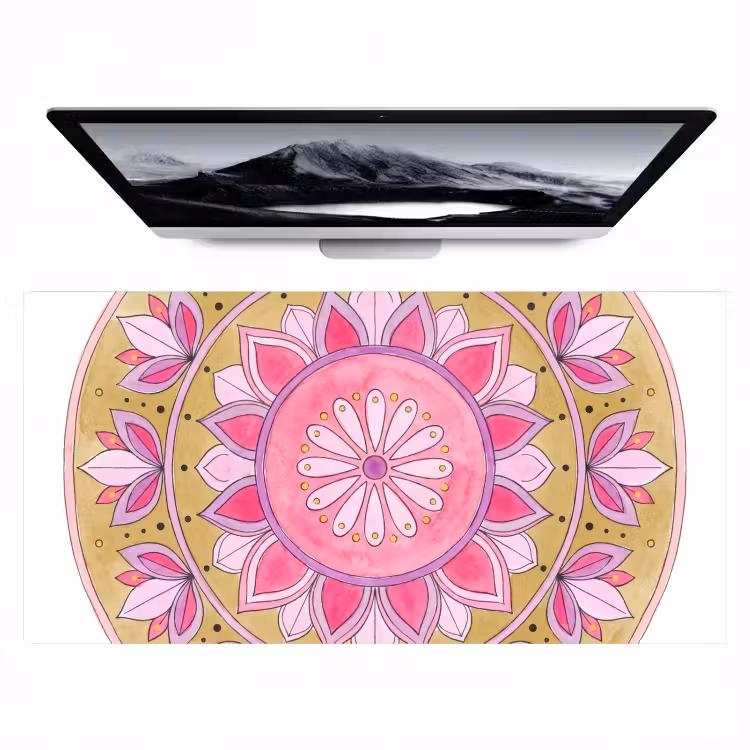 Mandala - Patroon - Kunst - Aquarel - Roze Muismat XXL klein -zzz3d