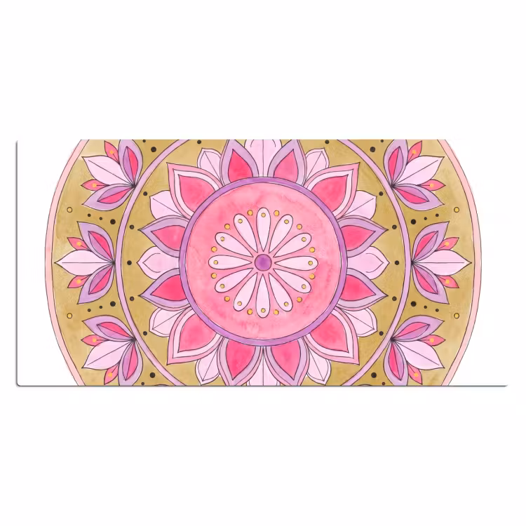 Mandala - Patroon - Kunst - Aquarel - Roze Muismat XXL klein -3d_leeg