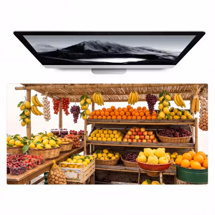 Bureau onderlegger - Marktkraam - Fruit - Vers - Marktkraam - Fruit - Vers Muismat XXL klein