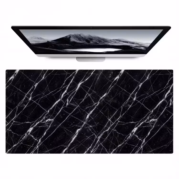 Marmer - Aders - Abstract - Zwart Muismat XXL klein -zzz3d