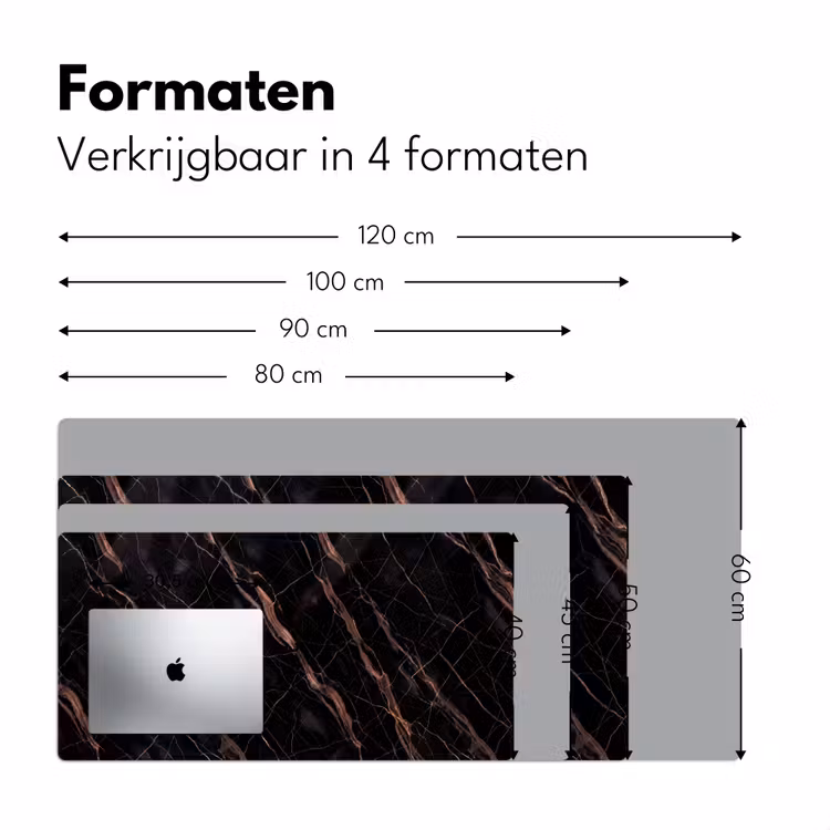 Marmer - Goud - Patroon - Luxe - Zwart Muismat XXL klein -sfeer5