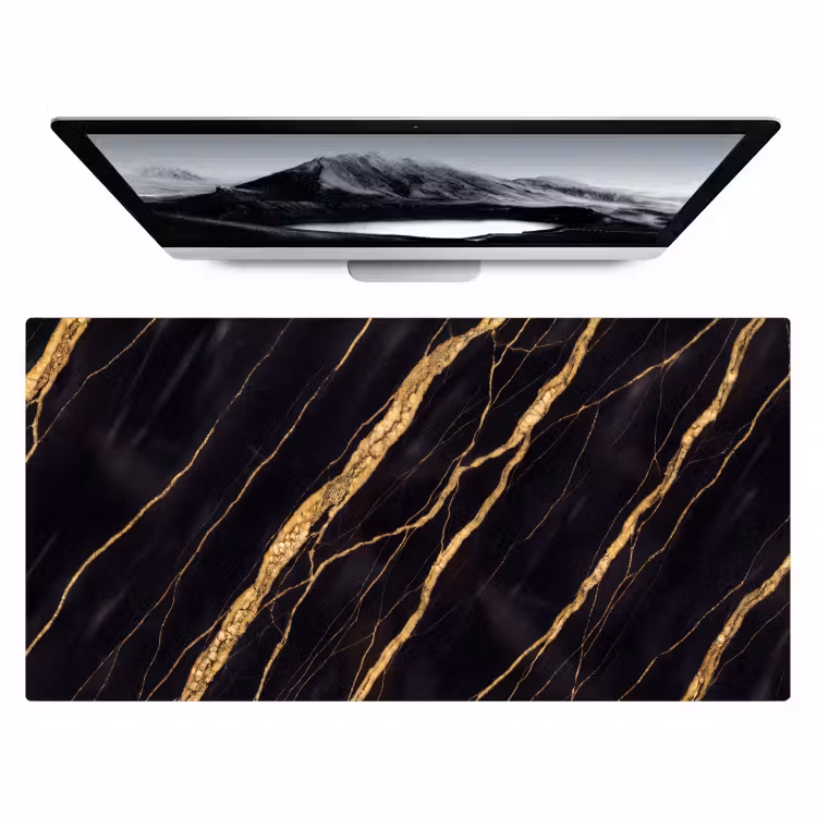 Marmer - Goud - Textuur - Abstract - Zwart Muismat XXL klein -zzz3d