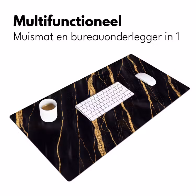 Marmer - Goud - Textuur - Abstract - Zwart Muismat XXL klein -sfeer4