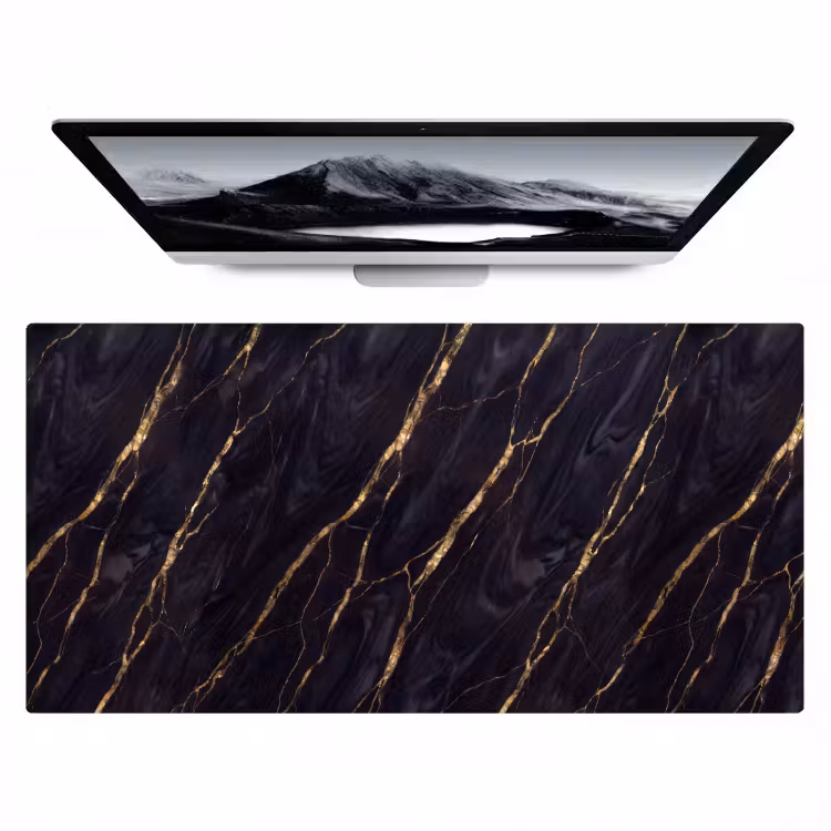Marmer - Gouden aders - Abstract - Zwart Muismat XXL klein -zzz3d