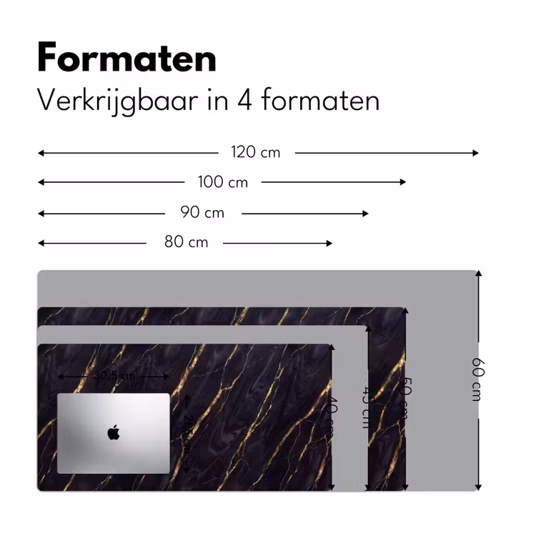 Marmer - Gouden aders - Abstract - Zwart Muismat XXL klein -sfeer5