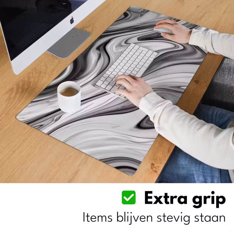 Marmer - Patronen - Grijs - Marmerlook - Zwart Muismat XXL klein -sfeer3