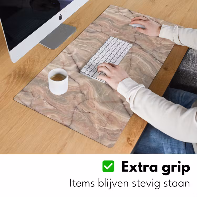 Marmer - Patroon - Abstract - Beige - Groen Muismat XXL klein -sfeer3