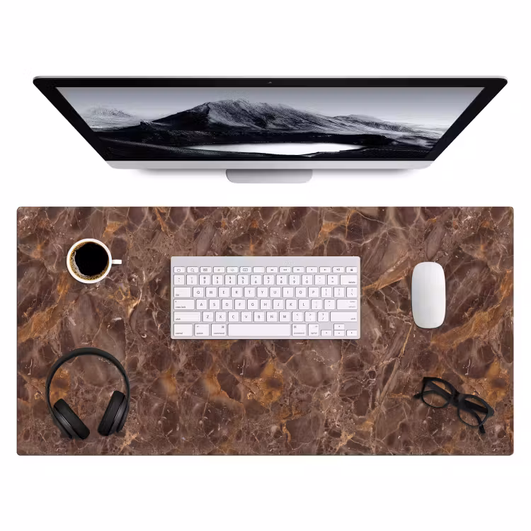 Marmer - Patroon - Natuur - Bruin - Goud Muismat XXL klein -3d
