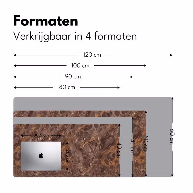 Marmer - Patroon - Natuur - Bruin - Goud Muismat XXL klein -sfeer5