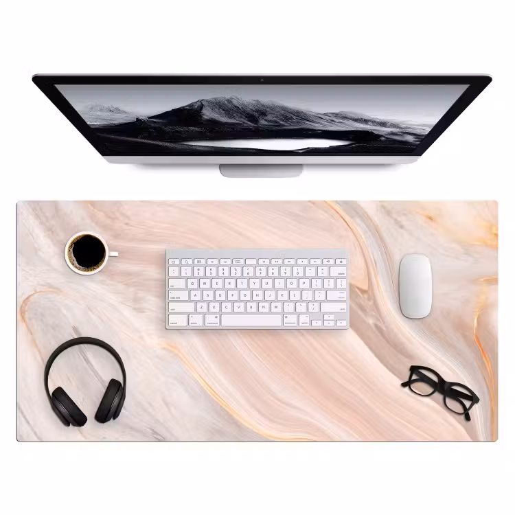 Marmer - Patroon - Pastel - Abstract - Marmerlook - Luxe Muismat XXL klein -3d