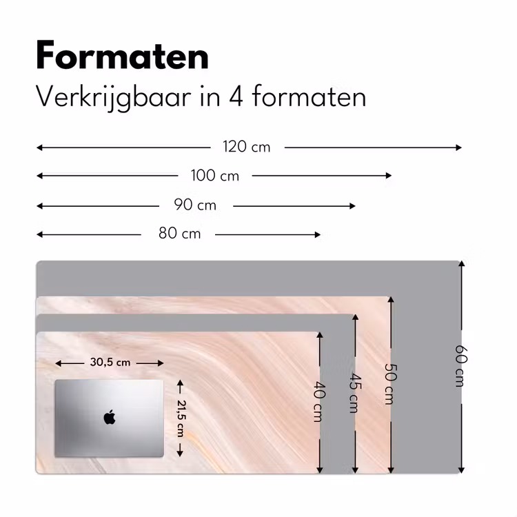 Marmer - Patroon - Pastel - Abstract - Marmerlook - Luxe Muismat XXL klein -sfeer5