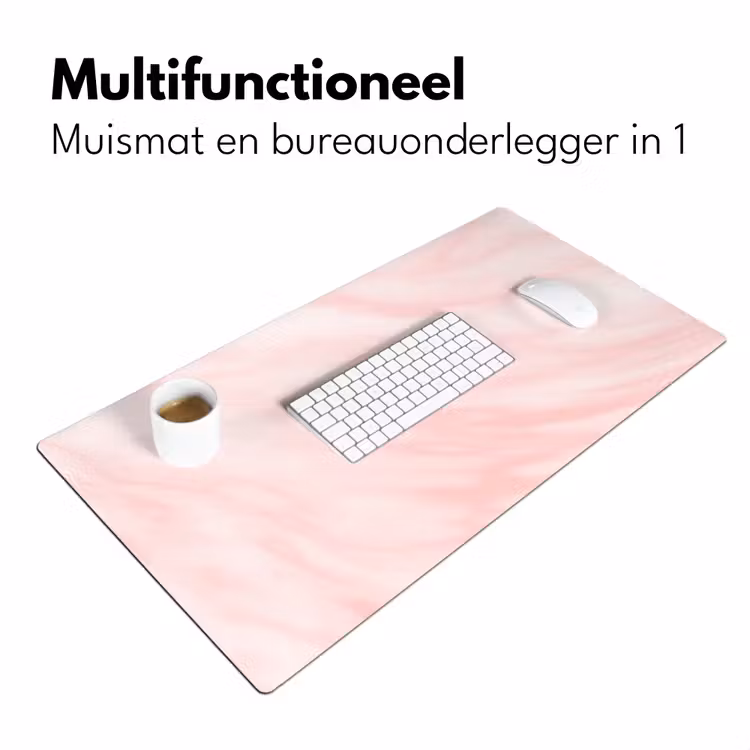 Marmer - Roze - Wit - Luxe - Marmerlook Muismat XXL klein -sfeer4